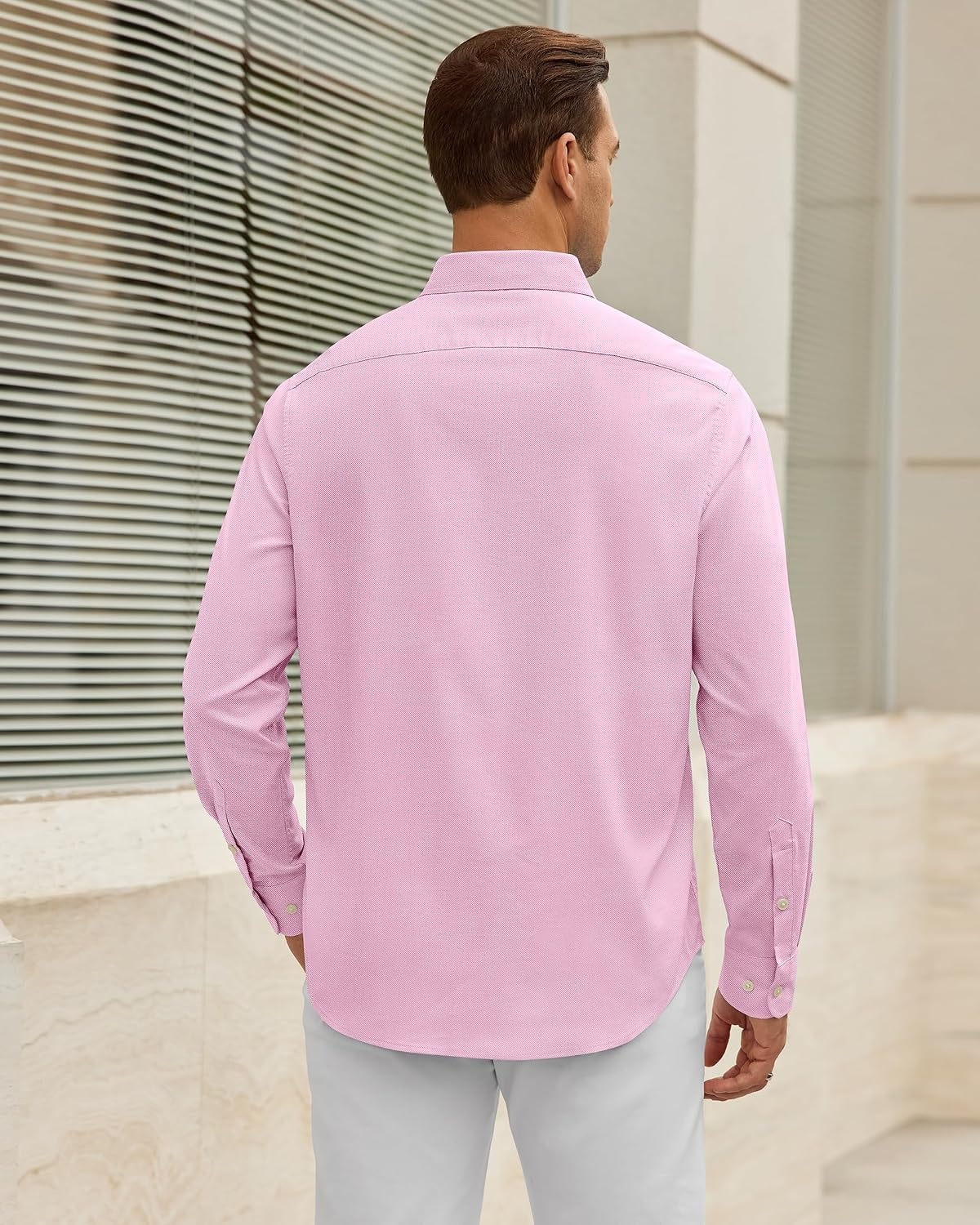image:imageAlimens amp Gentle Mens Oxford Shirt Stretch Long Sleeve Button Down ShirtsLight Pink