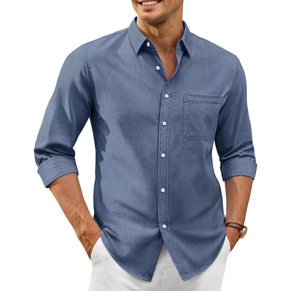 image:imageAlimens amp Gentle Mens Oxford Shirt Stretch Long Sleeve Button Down ShirtsDusty Blue