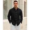 Alimens & Gentle Mens Oxford Shirt Stretch Long Sleeve Button Down Shirts(Black)