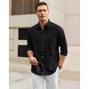 Alimens & Gentle Mens Oxford Shirt Stretch Long Sleeve Button Down Shirts(Black)