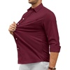 Alimens & Gentle Mens Oxford Shirt Stretch Long Sleeve Button Down Shirts(Burgundy)