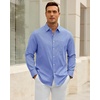 Alimens & Gentle Mens Oxford Shirt Stretch Long Sleeve Button Down Shirts(Denim Blue)