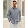 Alimens & Gentle Mens Oxford Shirt Stretch Long Sleeve Button Down Shirts(Grey)