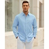 Alimens & Gentle Mens Oxford Shirt Stretch Long Sleeve Button Down Shirts(Light Blue)