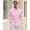 Alimens & Gentle Mens Oxford Shirt Stretch Long Sleeve Button Down Shirts(Light Pink)