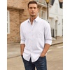 Alimens & Gentle Mens Oxford Shirt Stretch Long Sleeve Button Down Shirts(White)
