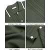 Mens Knit Shirt Short Sleeve Button Down Shirt Textured Casual Summer Tops(Army Green)