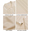 Mens Knit Shirt Short Sleeve Button Down Shirt Textured Casual Summer Tops(Beige)