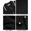 Mens Knit Shirt Short Sleeve Button Down Shirt Textured Casual Summer Tops(Black)