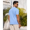 Mens Knit Shirt Short Sleeve Button Down Shirt Textured Casual Summer Tops(Blue)