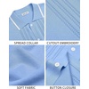 Mens Knit Shirt Short Sleeve Button Down Shirt Textured Casual Summer Tops(Blue)