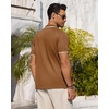 Mens Knit Shirt Short Sleeve Button Down Shirt Textured Casual Summer Tops(Brown)