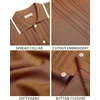 Mens Knit Shirt Short Sleeve Button Down Shirt Textured Casual Summer Tops(Brown)