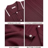 Mens Knit Shirt Short Sleeve Button Down Shirt Textured Casual Summer Tops(Burgundy)