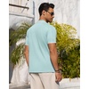 Mens Knit Shirt Short Sleeve Button Down Shirt Textured Casual Summer Tops(Light Green)