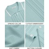 Mens Knit Shirt Short Sleeve Button Down Shirt Textured Casual Summer Tops(Light Green)
