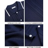Mens Knit Shirt Short Sleeve Button Down Shirt Textured Casual Summer Tops(Navy Blue)