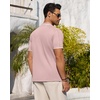 Mens Knit Shirt Short Sleeve Button Down Shirt Textured Casual Summer Tops(Pink)