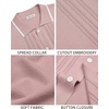 Mens Knit Shirt Short Sleeve Button Down Shirt Textured Casual Summer Tops(Pink)