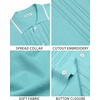 Mens Knit Shirt Short Sleeve Button Down Shirt Textured Casual Summer Tops(Teal)