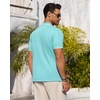 Mens Knit Shirt Short Sleeve Button Down Shirt Textured Casual Summer Tops(Teal)