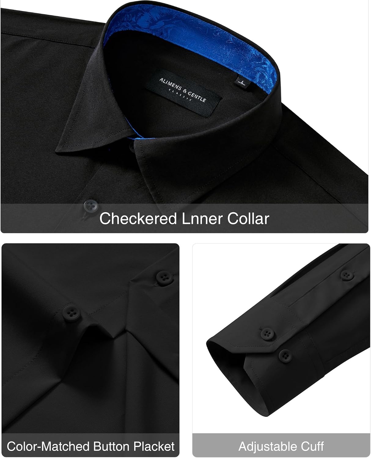 image:imageAlimens amp Gentle Mens Dress Shirt Long Sleeve Button Down Shirt with PocketBlackroyal Blue