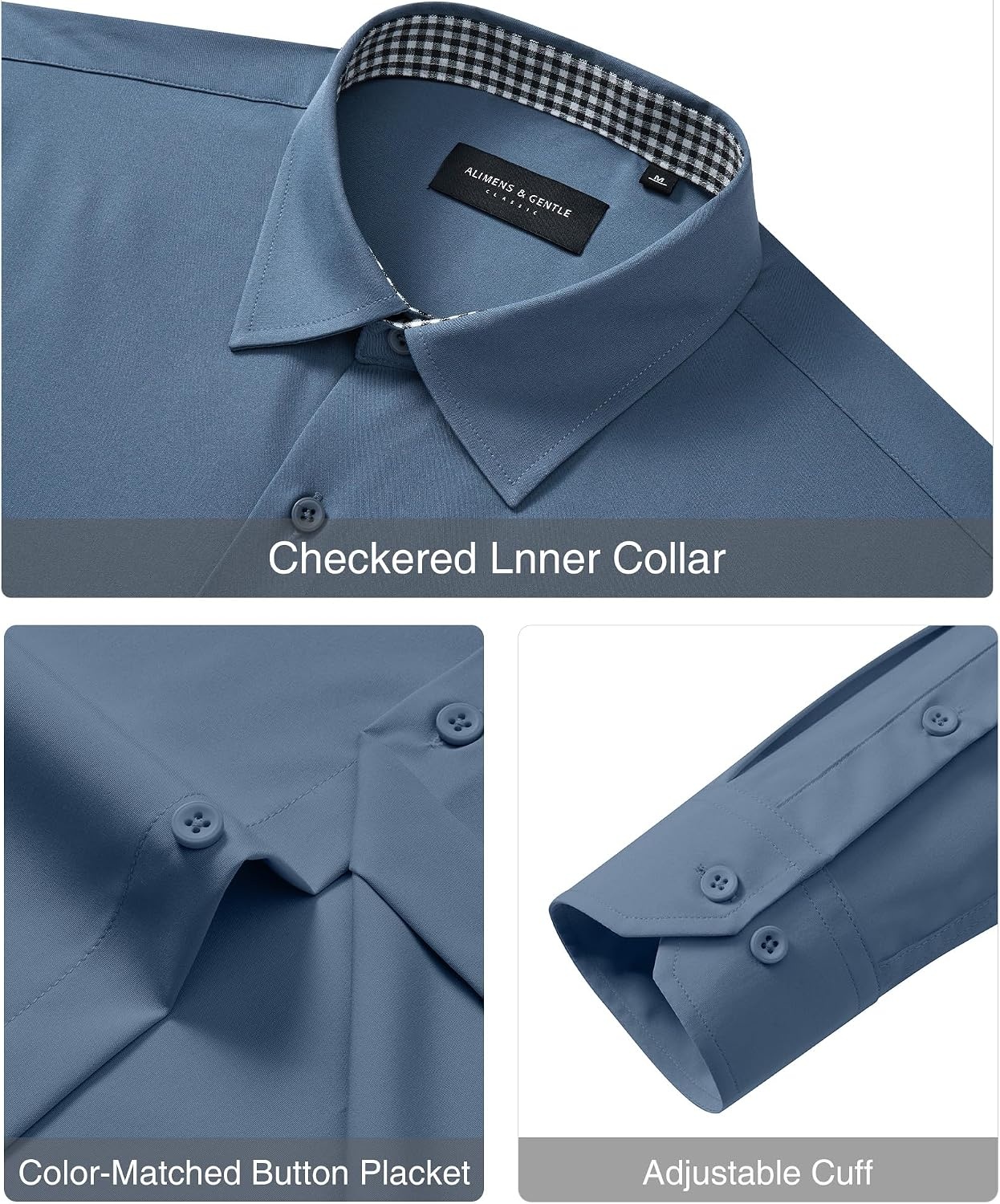 image:imageAlimens amp Gentle Mens Dress Shirt Long Sleeve Button Down Shirt with PocketDenim Blue