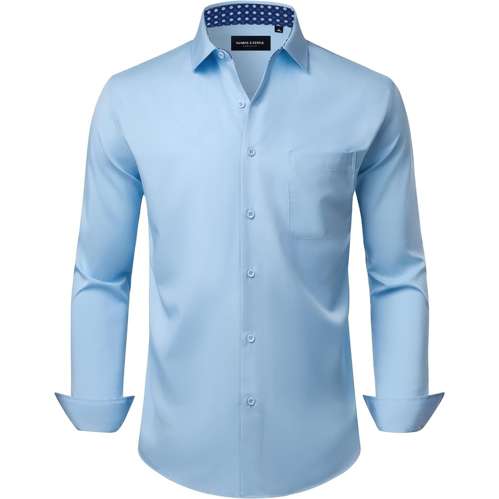 image:imageAlimens amp Gentle Mens Dress Shirt Long Sleeve Button Down Shirt with PocketAqua