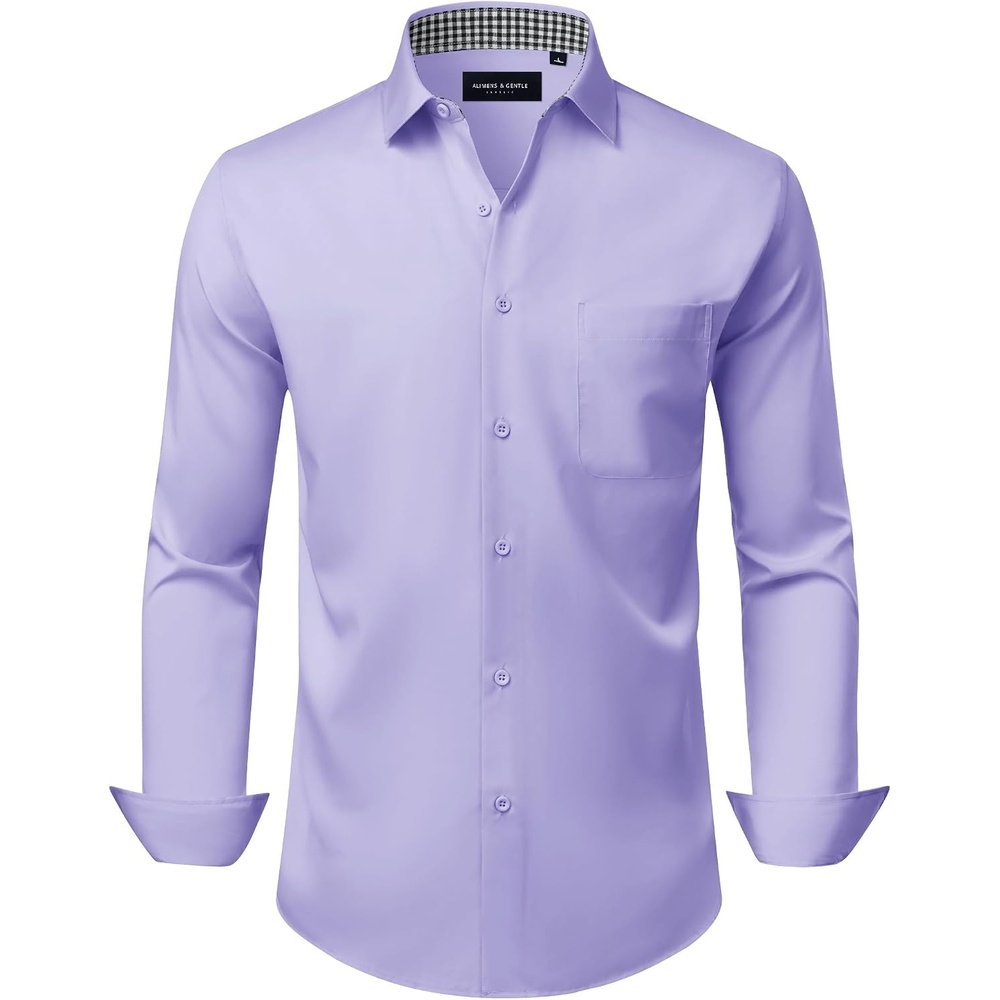 image:imageAlimens amp Gentle Mens Dress Shirt Long Sleeve Button Down Shirt with PocketLavender