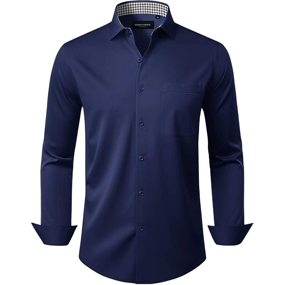 image:imageAlimens amp Gentle Mens Dress Shirt Long Sleeve Button Down Shirt with PocketNavy Blue