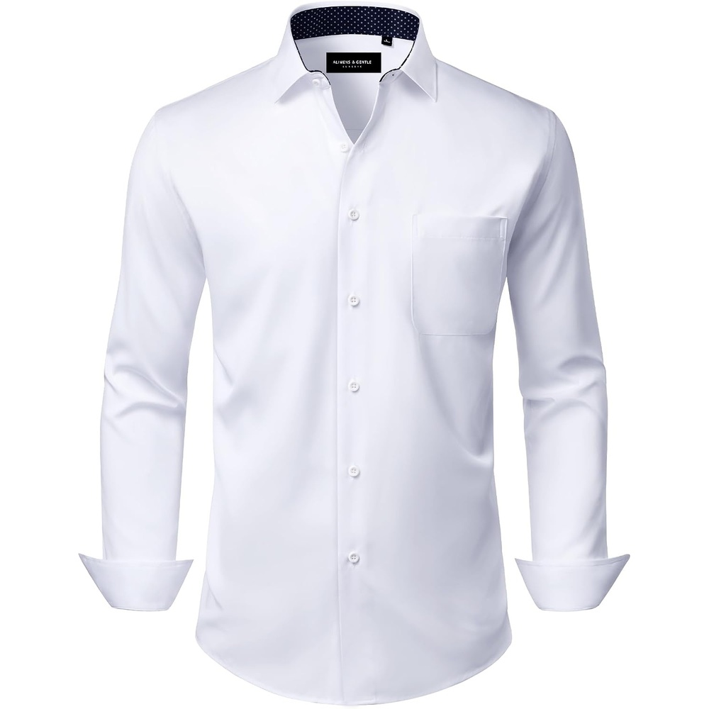 image:imageAlimens amp Gentle Mens Dress Shirt Long Sleeve Button Down Shirt with PocketWhitepolka Dots