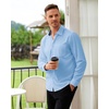 Alimens & Gentle Mens Dress Shirt Long Sleeve Button Down Shirt with Pocket(Aqua)