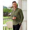 Alimens & Gentle Mens Dress Shirt Long Sleeve Button Down Shirt with Pocket(Army Green)