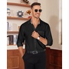 Alimens & Gentle Mens Dress Shirt Long Sleeve Button Down Shirt with Pocket(Black)