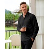 Alimens & Gentle Mens Dress Shirt Long Sleeve Button Down Shirt with Pocket(Black-green)