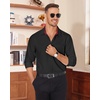 Alimens & Gentle Mens Dress Shirt Long Sleeve Button Down Shirt with Pocket(Black-red)