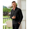 Alimens & Gentle Mens Dress Shirt Long Sleeve Button Down Shirt with Pocket(Black-red Polka Dots)