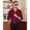 Alimens & Gentle Mens Dress Shirt Long Sleeve Button Down Shirt with Pocket(Burgundy)
