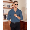 Alimens & Gentle Mens Dress Shirt Long Sleeve Button Down Shirt with Pocket(Denim Blue)