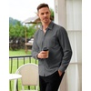 Alimens & Gentle Mens Dress Shirt Long Sleeve Button Down Shirt with Pocket(Grey)