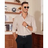 Alimens & Gentle Mens Dress Shirt Long Sleeve Button Down Shirt with Pocket(Khaki)