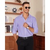 Alimens & Gentle Mens Dress Shirt Long Sleeve Button Down Shirt with Pocket(Lavender)