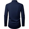 Alimens & Gentle Mens Dress Shirt Long Sleeve Button Down Shirt with Pocket(Navy Blue)