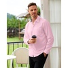 Alimens & Gentle Mens Dress Shirt Long Sleeve Button Down Shirt with Pocket(Pink)