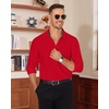Alimens & Gentle Mens Dress Shirt Long Sleeve Button Down Shirt with Pocket(Red)