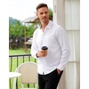 Alimens & Gentle Mens Dress Shirt Long Sleeve Button Down Shirt with Pocket(White)