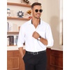 Alimens & Gentle Mens Dress Shirt Long Sleeve Button Down Shirt with Pocket(White-polka Dots)