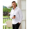 Alimens & Gentle Mens Dress Shirt Long Sleeve Button Down Shirt with Pocket(White-royal Blue)