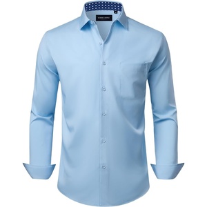 Alimens & Gentle Mens Dress Shirt Long Sleeve Button Down Shirt with Pocket(Aqua)