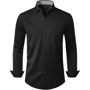 Alimens & Gentle Mens Dress Shirt Long Sleeve Button Down Shirt with Pocket(Black)